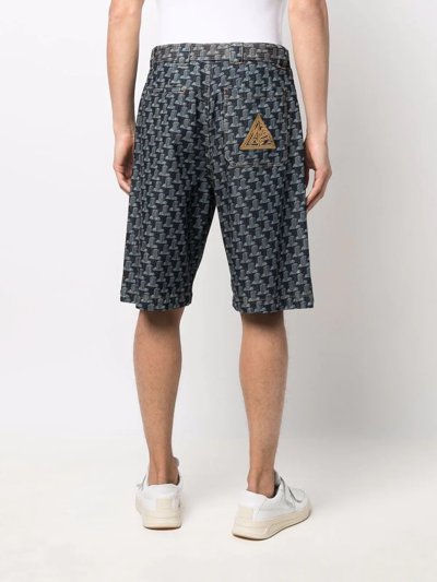 Lanvin Geometric-print Bermuda Shorts In Blue