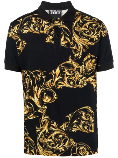 Shop Versace Jeans Couture Regalia Baroque Polo Shirt In Black