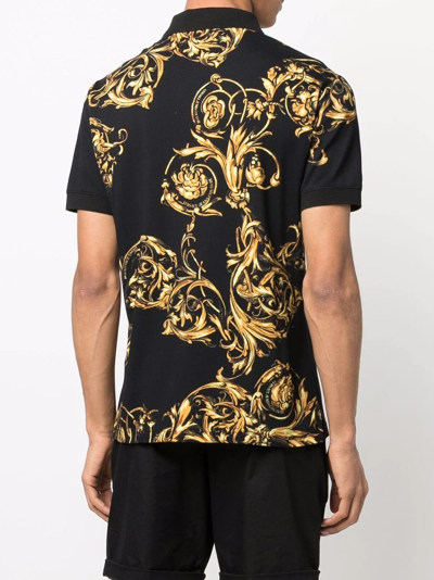 Shop Versace Jeans Couture Regalia Baroque Polo Shirt In Black