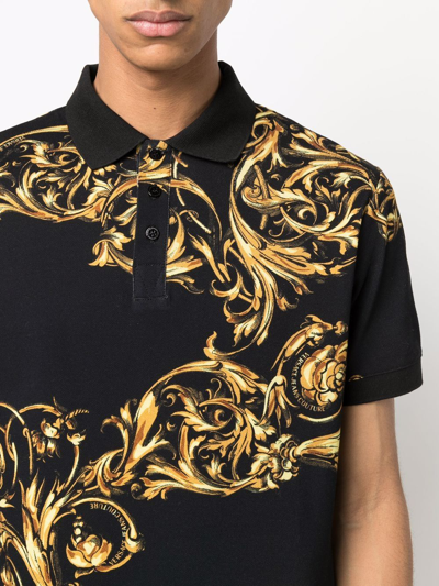 Shop Versace Jeans Couture Regalia Baroque Polo Shirt In Black