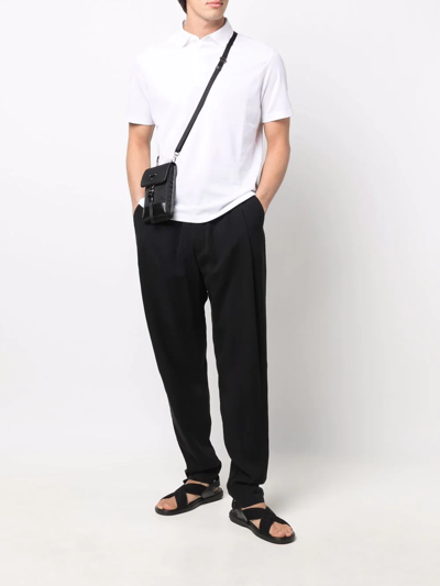 Shop Giorgio Armani Tapered Cotton Track Pants In Black