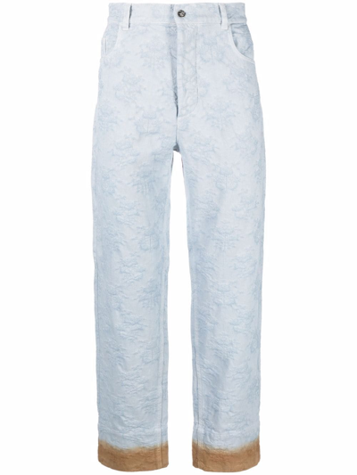 Shop Nick Fouquet Patterned-jacquard Straight-leg Trousers In Blue
