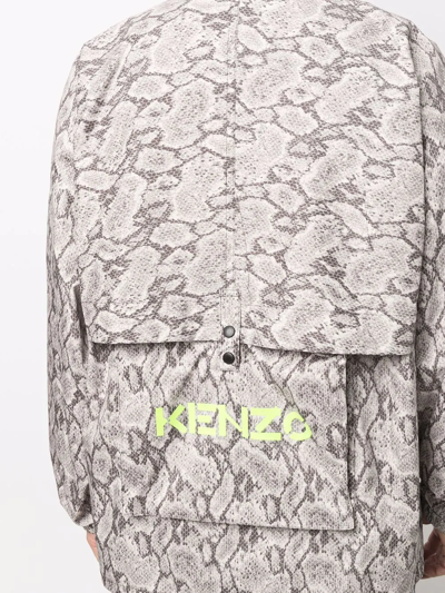 Shop Kenzo Snakeskin Print Lightweight Jacket In Neutrals