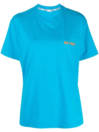 Sunnei Mini Logo Cotton Jersey T-shirt In Clear Blue | ModeSens