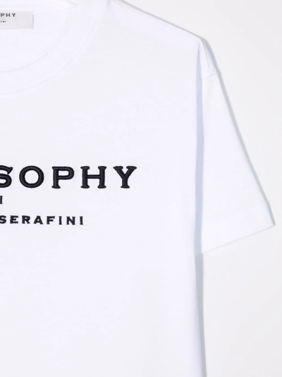 Shop Philosophy Di Lorenzo Serafini Teen Embroidered Logo Short-sleeve T-shirt In White