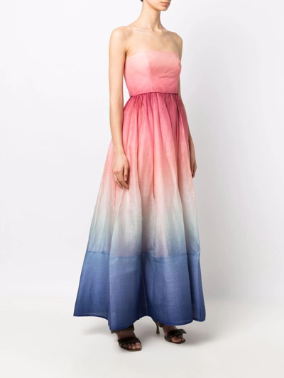 Shop Zimmermann Ombré-effect Flared Dress In Pink