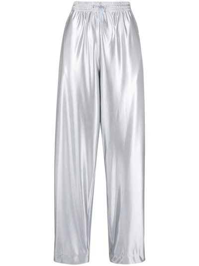 Satin Tracksuit Pants In Silver