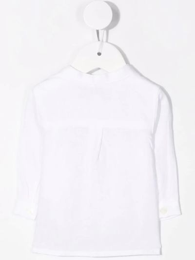 Shop Tartine Et Chocolat Linen Collarless Shirt In White