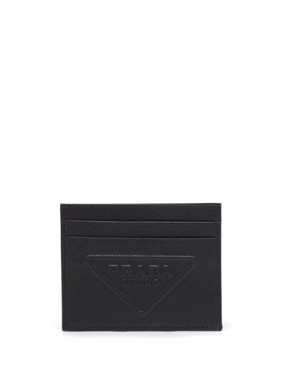 Shop Prada Saffiano Leather Card Holder In Black