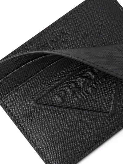 Prada Saffiano Leather Card Holder In Black