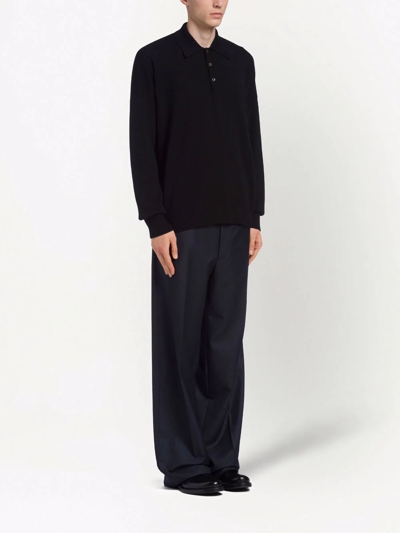 Shop Prada Cashmere Polo Shirt In Black