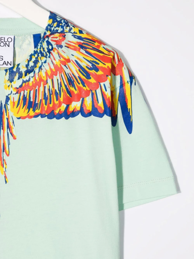 Shop Marcelo Burlon County Of Milan Wings-print Short-sleeve T-shirt In Green