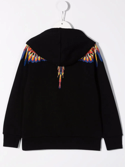 Shop Marcelo Burlon County Of Milan Wings-print Zip-fastening Hoodie In Black