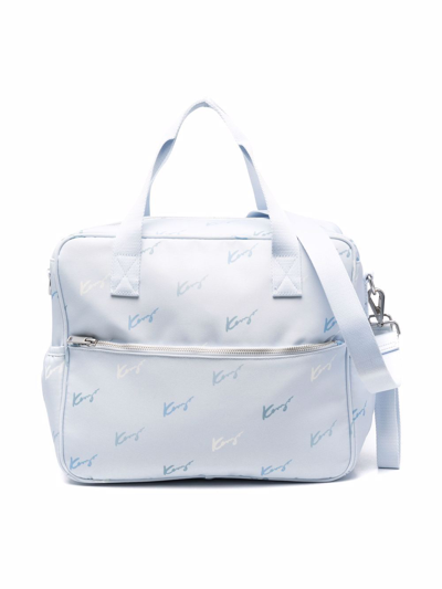 Shop Kenzo Logo-print Baby Changing Bag In Blue