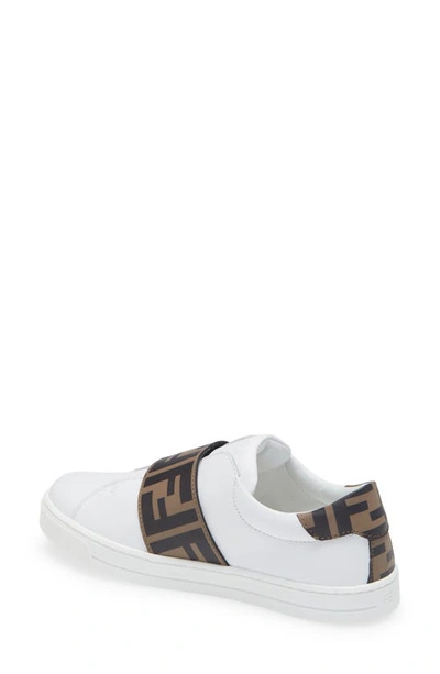 Shop Fendi Kids' Ff Logo Low Top Sneaker In F0c1a White