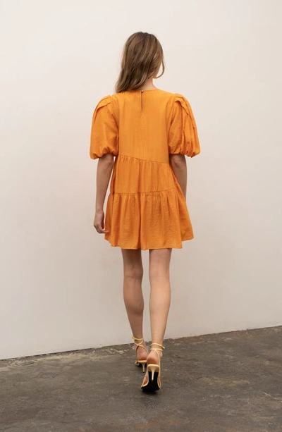 Shop Moon River Puff Sleeve Babydoll Dress In Orange