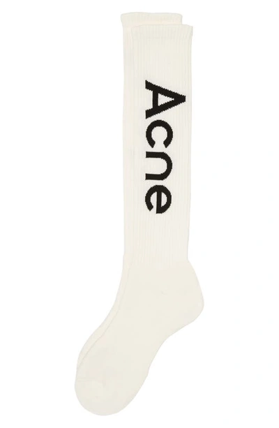 Shop Acne Studios Logo Rib Socks In Off White