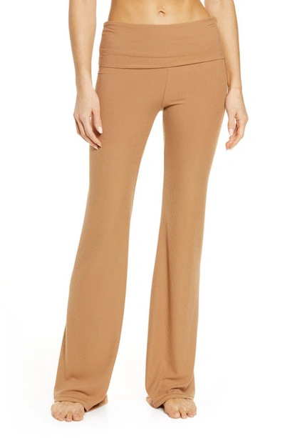 Skims Soft Lounge Fold Over Pants In Camel