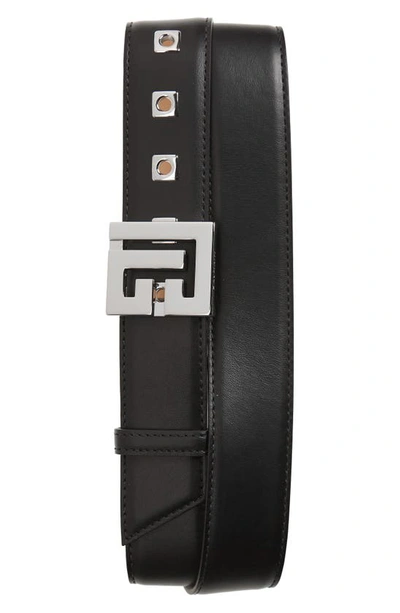 Shop Balmain Logo Buckle Leather Belt In 0pa - Black