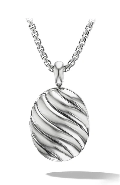 Shop David Yurman Sculpted Cable Coin Pendant In Sterling Silver