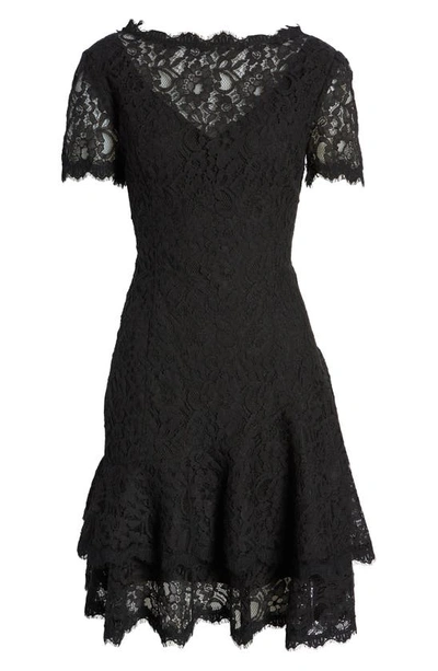 Shop Shani Scalloped Lace Cocktail Dress In Black