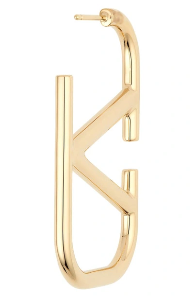 Shop Valentino Vlogo Huggie Earrings In Oro 18