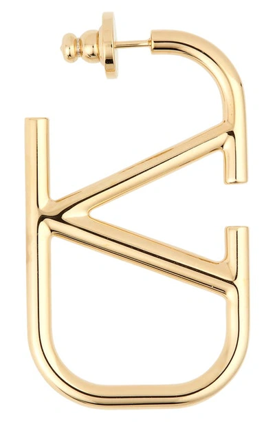 Shop Valentino Vlogo Huggie Earrings In Oro 18