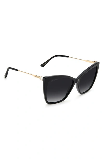 Shop Jimmy Choo 58mm Seba Cat Eye Sunglasses In Black / Grey Shaded