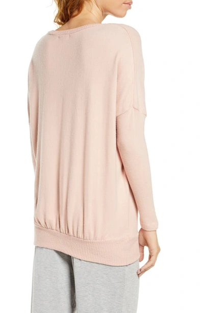 Shop Eberjey 'cozy Time' Slouchy Long Sleeve Tee In Misty Rose