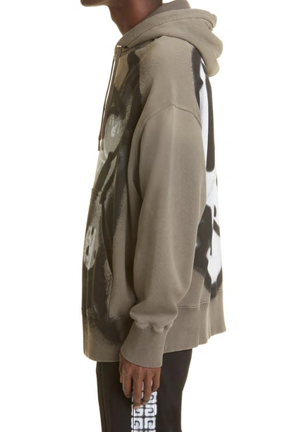 Shop Givenchy X Chito Dog Print Oversize Cotton Hoodie In 309-military Green