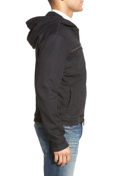 Shop John Varvatos Hooded Denim Jacket In Black