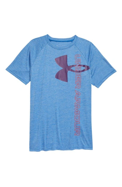 Shop Under Armour Kids' Tech Split Logo Graphic Tee In Victory Blue / / Hendrix