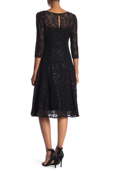 Sl Fashions Lace Overlay Fit & Flare Midi Dress In Black
