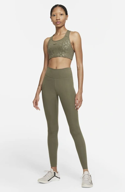 Shop Nike One Luxe Tights In Medium Olive/ Clear