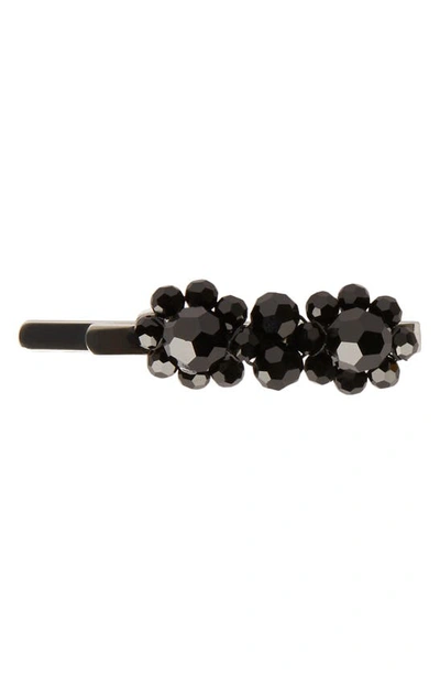 Shop Simone Rocha Mini Crystal Flower Hair Clip In Jet