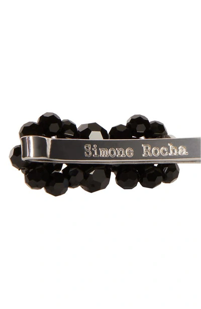 Simone Rocha Mini Crystal Flower Hair Clip In Jet