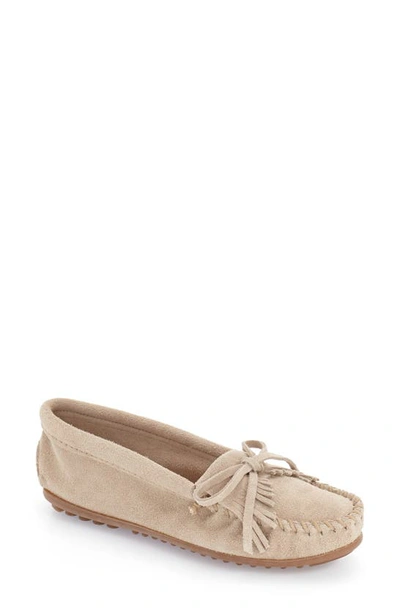 Shop Minnetonka 'kilty' Suede Moccasin In Stone Suede