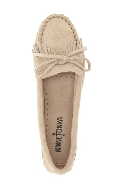 Minnetonka 'kilty' Suede Moccasin In Stone Suede