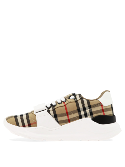 Shop Burberry "vintage Check" Sneakers In Beige
