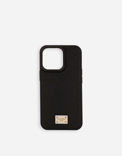 Shop Dolce & Gabbana Calfskin Iphone 13 Pro Cover In Black