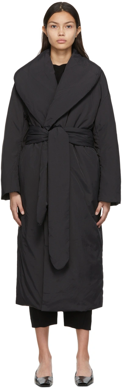 Shop Totême Black Down Robe Coat In 200 Black
