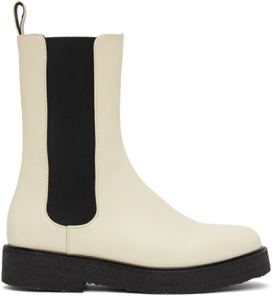 Shop Staud Off-white Palamino Boots In Cream/black