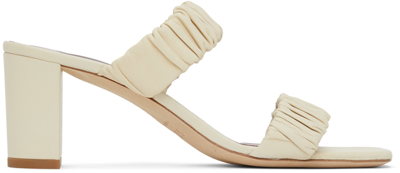 Shop Staud Off-white Frankie Ruched Sandals In Cream