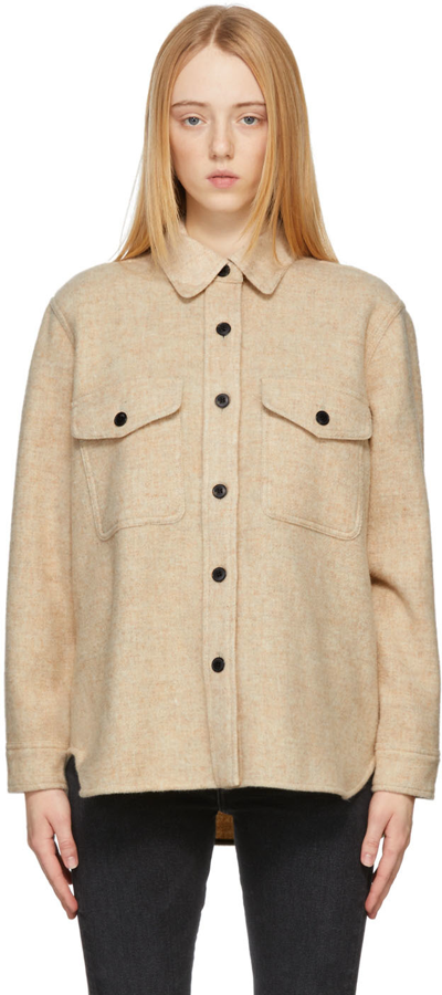 Shop Isabel Marant Étoile Beige Wool Faxon Jacket In 23ec Ecru