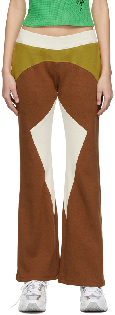 Kijun Multicolor Mosaic Lounge Pants In Brown/ivory/olive