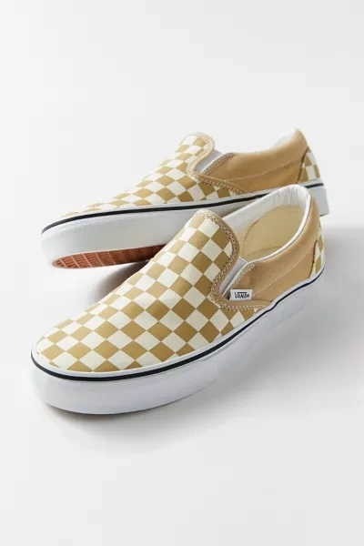 Shop Vans Seasonal Checkerboard Slip-on Sneaker In Taupe