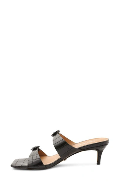 Shop Kensie Croc Embossed Slide Sandal In Black Croco Faux Leather