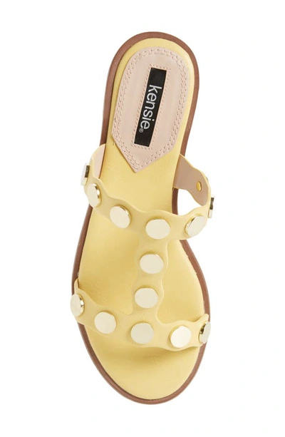 Shop Kensie Macon Sandal In Light Yellow Faux Leather