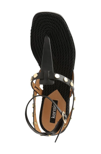 Shop Kensie Magalia Sandal In Black Faux Leather