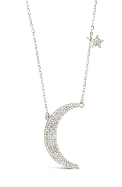 Shop Sterling Forever Cubic Zirconia Crescent Pendant Necklace In Silver